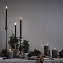 Load image into Gallery viewer, UYUNI Lighting Small Pillar, Hamptons Grey Textured Wax Flameless Candle, 7.8cm x 10.1cm (3.1" x 4")