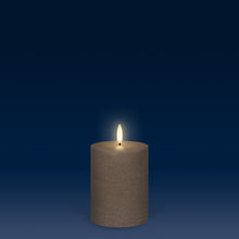 Load image into Gallery viewer, UYUNI Lighting Small Pillar, Sandstone Textured Wax Flameless Candle, 7.8cm x 10.1cm (3.1" x 4")