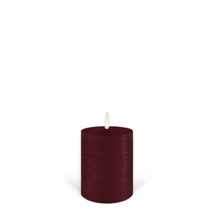 NEW - UYUNI Lighting Small Pillar, Carmine Red Textured Wax Flameless Candle, 7.8cm x 10.1cm (3.1" x 4")