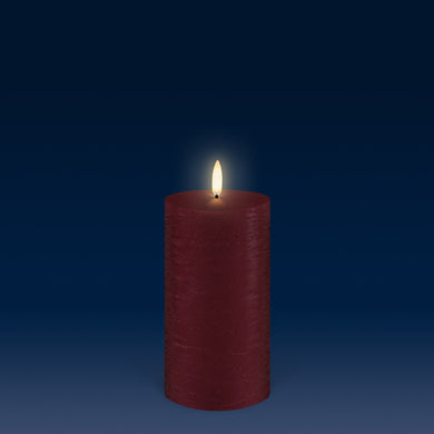 NEW - UYUNI Lighting Medium Pillar, Carmine Red Textured Wax Flameless Candle, 7.8cm x 15.2cm (3.1