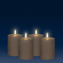 Load image into Gallery viewer, UYUNI Lighting Small Pillar, Sandstone Textured Wax Flameless Candle, 7.8cm x 10.1cm (3.1" x 4")