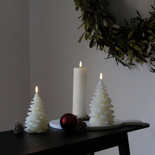 Load image into Gallery viewer, NEW SKANDI DESIGN | UYUNI Lighting Tall Christmas Tree Candle, Classic Ivory, Smooth Wax Flameless Candle, 11cm x 18cm (4.3" x 7")