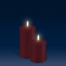Load image into Gallery viewer, NEW - UYUNI Lighting Small Pillar, Carmine Red Textured Wax Flameless Candle, 7.8cm x 10.1cm (3.1&quot; x 4&quot;)