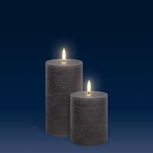 Load image into Gallery viewer, UYUNI Lighting Medium Pillar, Hamptons Grey Textured Wax Flameless Candle, 7.8cm x 15.2cm (3.1" x 6")