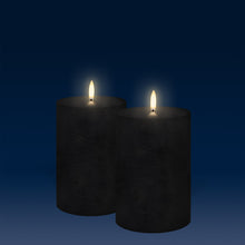 Load image into Gallery viewer, UYUNI Lighting Medium Wide Pillar, Matte Black Textured Wax Flameless Candle, 10.1cm x 15.2cm (4.0" x 6")