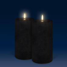 Load image into Gallery viewer, UYUNI Lighting Tall Wide Pillar, Matte Black Textured Wax Flameless Candle, 10.1cm x 20.3cm (4.0" x 8")