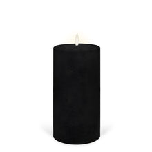 Load image into Gallery viewer, UYUNI Lighting Tall Wide Pillar, Matte Black Textured Wax Flameless Candle, 10.1cm x 20.3cm (4.0" x 8")