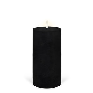 NEW - UYUNI Lighting Tall Wide Pillar, Matte Black Textured Wax Flameless Candle, 10.1cm x 20.3cm (4.0" x 8")