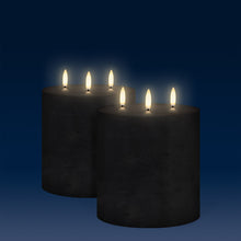 Load image into Gallery viewer, UYUNI Lighting Triple Wick Extra Wide Pillar, Matte Black, Textured Wax Flameless Candle, 15.2cm x 15.2cm (6.0" x 6")