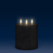Load image into Gallery viewer, UYUNI Lighting Triple Wick Extra Wide Pillar, Matte Black, Textured Wax Flameless Candle, 15.2cm x 15.2cm (6.0" x 6")