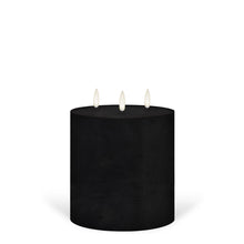 Load image into Gallery viewer, UYUNI Lighting Triple Wick Extra Wide Pillar, Matte Black, Textured Wax Flameless Candle, 15.2cm x 15.2cm (6.0" x 6")
