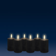 Load image into Gallery viewer, UYUNI Lighting Votive Size, Matte Black Textured Wax Flameless Candle, 5.0cm x 7.6cm (2.0" x 3")