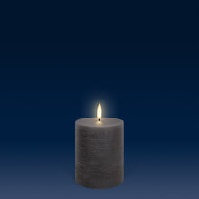 Load image into Gallery viewer, UYUNI Lighting Small Pillar, Hamptons Grey Textured Wax Flameless Candle, 7.8cm x 10.1cm (3.1" x 4")