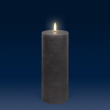 Load image into Gallery viewer, UYUNI Lighting Tall Pillar, Hamptons Grey Textured Wax Flameless Candle, 7.8cm x 20.3cm (3.1" x 8")