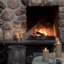 Load image into Gallery viewer, UYUNI Lighting Small Pillar, Sandstone Textured Wax Flameless Candle, 7.8cm x 10.1cm (3.1" x 4")