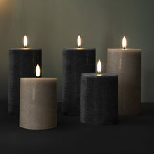 Load image into Gallery viewer, UYUNI Lighting Small Pillar, Sandstone Textured Wax Flameless Candle, 7.8cm x 10.1cm (3.1" x 4")