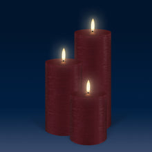 Load image into Gallery viewer, NEW - UYUNI Lighting Small Pillar, Carmine Red Textured Wax Flameless Candle, 7.8cm x 10.1cm (3.1&quot; x 4&quot;)