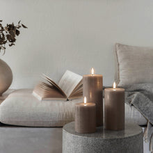Load image into Gallery viewer, UYUNI Lighting Small Pillar, Sandstone Textured Wax Flameless Candle, 7.8cm x 10.1cm (3.1" x 4")
