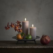 Load image into Gallery viewer, UYUNI Lighting Medium Pillar, Sandstone, Ribbed Wax Flameless Candle, 5.8cm x 15.2cm (2.2" x 6")