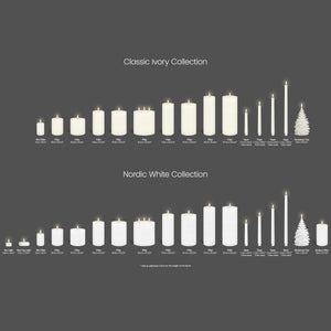 UYUNI Lighting Small Wide Pillar, Nordic White, Smooth Wax Flameless Candle, 10.1cm x 10.1cm (4.0" x 4")
