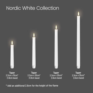 UYUNI Lighting Extra Tall Taper, 2 Pack, Nordic White, Smooth Wax Flameless Candle, 1.9cm x 35cm (0.90" x 13.78")