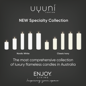 UYUNI Lighting Medium Narrow Pillar, Nordic White, Smooth Wax Flameless Candle, 5.8cm x 15.2cm (2.0" x 6")