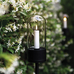 UYUNI Lighting Outdoor Lantern Glass Dome, Weather Resistant White ABS Soft Touch Plastic Candle, Matte Black Steel Frame 10.0cm x 22.7cm (4.0" x 9")