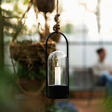Load image into Gallery viewer, UYUNI Lighting Outdoor Lantern Glass Dome, Weather Resistant White ABS Soft Touch Plastic Candle, Matte Black Steel Frame 10.0cm x 22.7cm (4.0&quot; x 9&quot;)