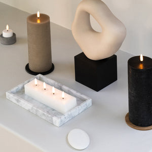 UYUNI Lighting Medium Pillar, Matte Black Textured Wax Flameless Candle, 7.8cm x 15.2cm (3.1" x 6")