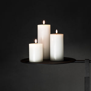 flameless candles on a stand