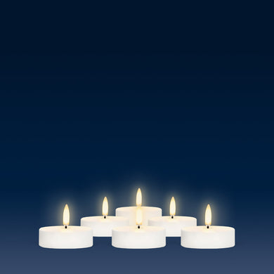 Set of 6 Nordic White Maxi Tea Light Flameless Candles, 6.1cm x 2.2cm