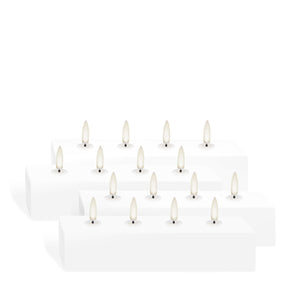 UYUNI Lighting Quattro Block Four Wick Rectangular Candle, Nordic White, Smooth Wax Flameless Candle, 18.0cm x 5.0cm x 3.8cm (7.0" x 2.0" x 1.5")