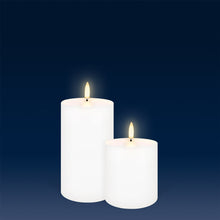 Load image into Gallery viewer, UYUNI Lighting Medium Outdoor Pillar, White, Weather Resistant ABS Soft Touch Plastic Flameless Candle, 7.6cm x 12.7cm (3.0” x 5”)