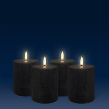 Load image into Gallery viewer, UYUNI Lighting Small Pillar, Matte Black Textured Wax Flameless Candle, 7.8cm x 10.1cm (3.1&quot; x 4&quot;)