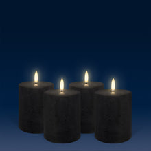 Load image into Gallery viewer, PRE-ORDER | UYUNI Lighting Small Pillar, Matte Black Textured Wax Flameless Candle, 7.8cm x 10.1cm (3.1" x 4")