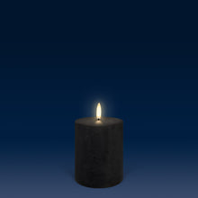 Load image into Gallery viewer, PRE-ORDER | UYUNI Lighting Small Pillar, Matte Black Textured Wax Flameless Candle, 7.8cm x 10.1cm (3.1" x 4")