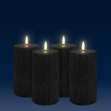 Load image into Gallery viewer, UYUNI Lighting Medium Pillar, Matte Black Textured Wax Flameless Candle, 7.8cm x 15.2cm (3.1" x 6")