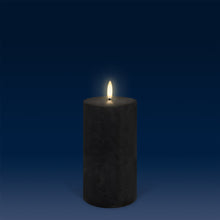 Load image into Gallery viewer, UYUNI Lighting Medium Pillar, Matte Black Textured Wax Flameless Candle, 7.8cm x 15.2cm (3.1" x 6")