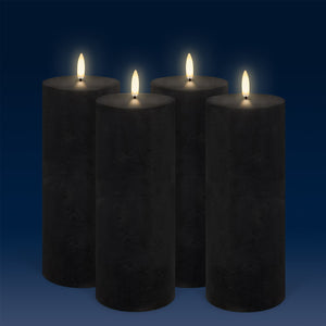 UYUNI Lighting Tall Pillar, Matte Black Textured Wax Flameless Candle, 7.8cm x 20.3cm (3.1" x 8")