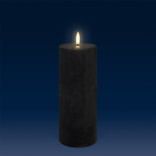 Load image into Gallery viewer, UYUNI Lighting Tall Pillar, Matte Black Textured Wax Flameless Candle, 7.8cm x 20.3cm (3.1" x 8")