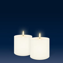 Load image into Gallery viewer, UYUNI Lighting Small Wide Pillar, Classic Ivory, Smooth Wax Flameless Candle, 10.1cm x 10.1cm (4.0&quot; x 4&quot;)