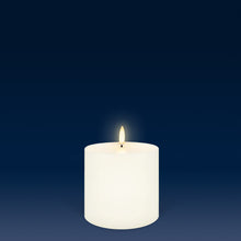 Load image into Gallery viewer, UYUNI Lighting Small Wide Pillar, Classic Ivory, Smooth Wax Flameless Candle, 10.1cm x 10.1cm (4.0" x 4")