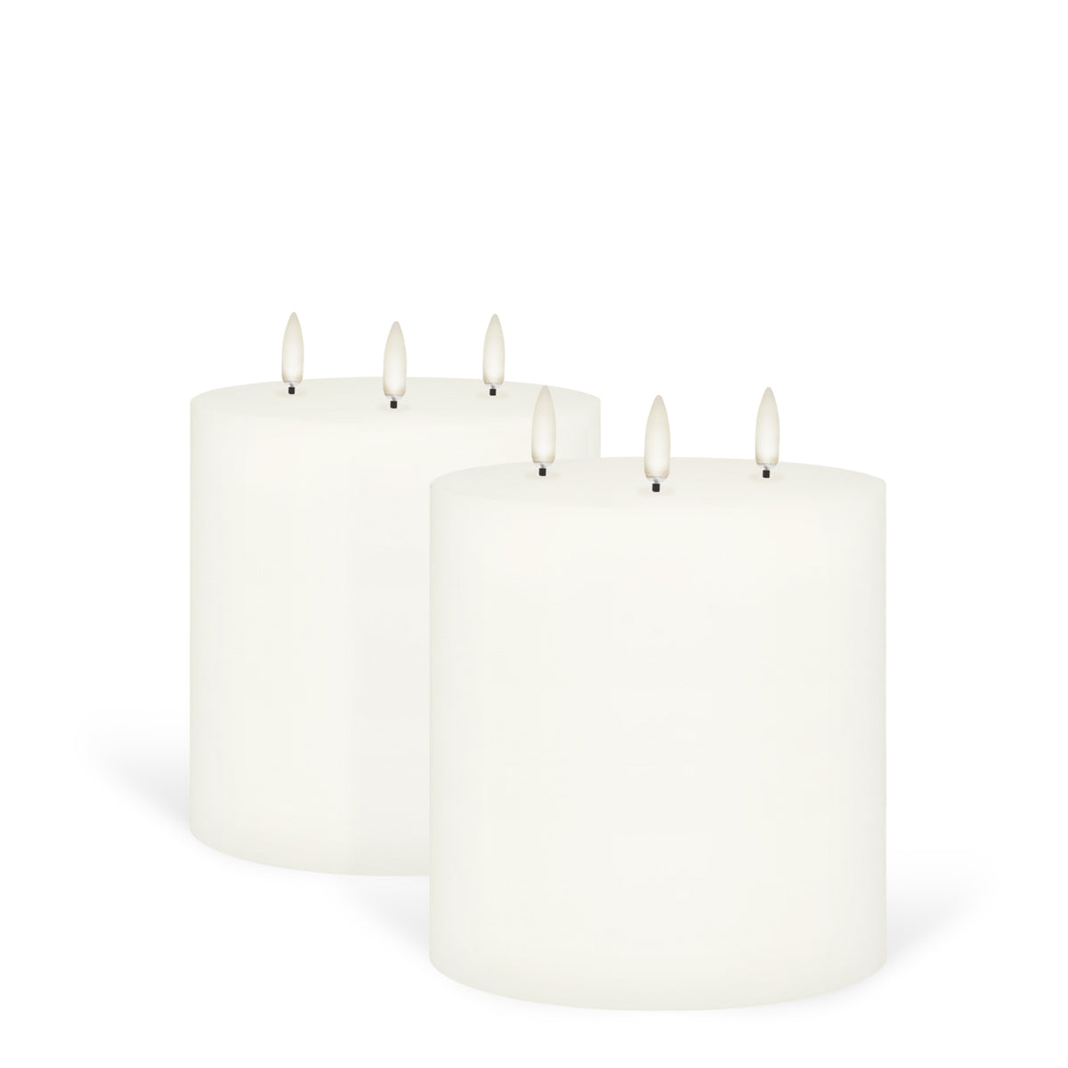 Set of 2 Classic Ivory Triple Wick Extra Wide Flameless Candles, 15.2c