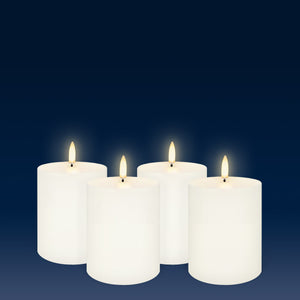 UYUNI Lighting Small Pillar, Classic Ivory, Smooth Wax Flameless Candle, 7.8cm x 10.1cm (3.1" x 4")