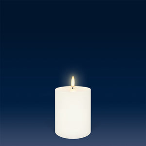 UYUNI Lighting Small Pillar, Classic Ivory, Smooth Wax Flameless Candle, 7.8cm x 10.1cm (3.1" x 4")