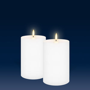 UYUNI Lighting Medium Wide Pillar, Nordic White, Smooth Wax Flameless Candle, 10.1cm x 15.2cm (4.0" x 6")