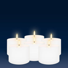 Load image into Gallery viewer, UYUNI Lighting Small Wide Outdoor Pillar, White, Weather Resistant ABS Soft Touch Plastic Flameless Candle, 10.1cm x 7.8cm (4.0” x 3”)