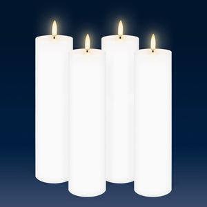 Set of 4 Nordic White Tall Narrow Flameless Candles, 5.8cm x 22.2cm
