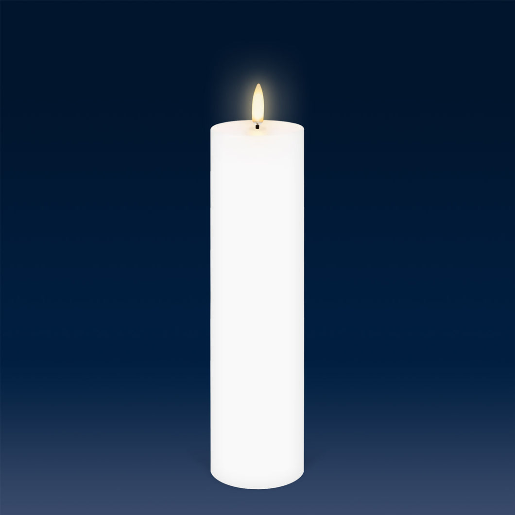 UYUNI Lighting Tall Narrow Pillar, Nordic White, Smooth Wax Flameless Candle, 5.8cm x 22.2cm (2.2