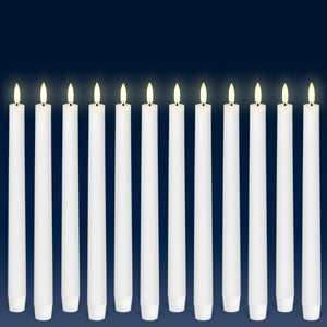 UYUNI Lighting Tall Taper, 2 Pack, Nordic White, Smooth Wax Flameless Candle, 1.9cm x 25cm (0.90" x 9.85")